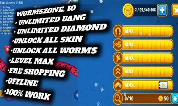 Fitur Premium Zona Cacing Daftar fitur mod zona cacing