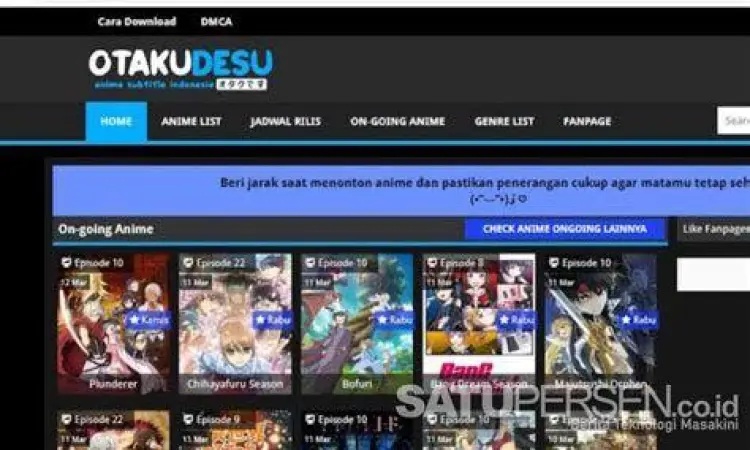 Antarmuka Otakudesu Interface streaming anime di otakudesu