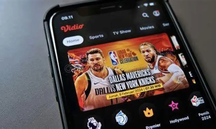 Antarmuka aplikasi Vidio saat menayangkan pertandingan bola