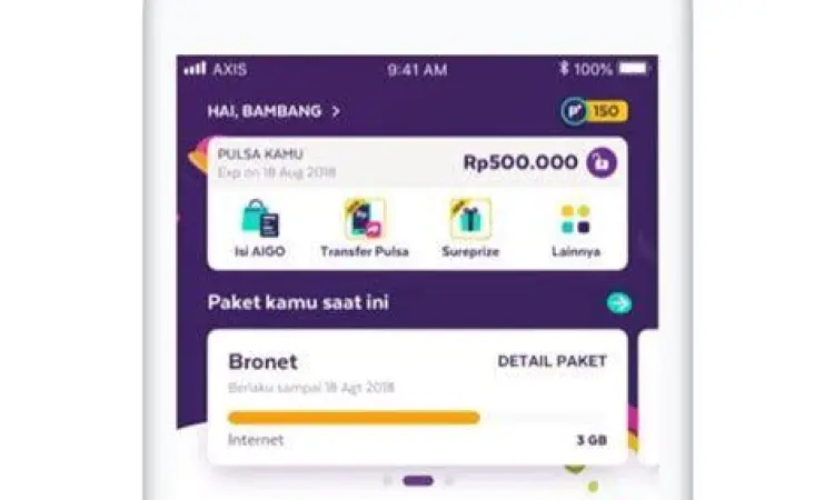 Aplikasi AXISnet Tampilan aplikasi AXISnet