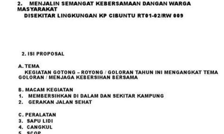 Struktur penulisan proposal kegiatan formal