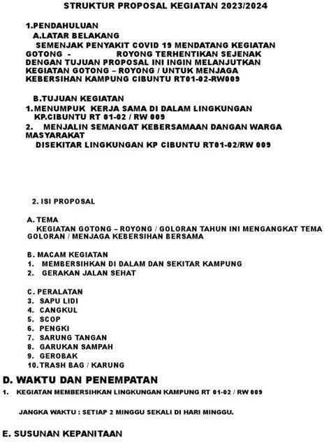 Struktur Proposal Struktur penulisan proposal kegiatan formal