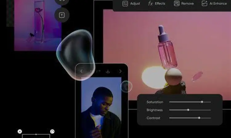 Berbagai alat edit di aplikasi Picsart