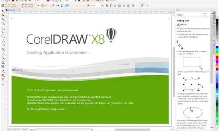 Interface CorelDRAW X8 Antarmuka desain CorelDRAW X8