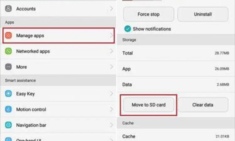 Pengaturan Aplikasi Android Menu pengaturan penyimpanan untuk memindah aplikasi