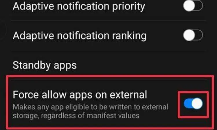 Opsi Pengembang Android Mengaktifkan opsi pengembang untuk pemindahan aplikasi