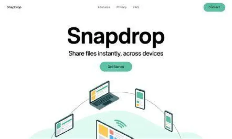 Tampilan Snapdrop Antarmuka Snapdrop yang bersih dan minimalis