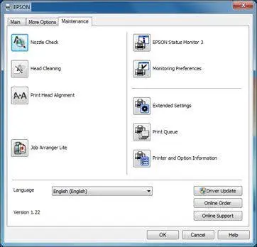 Epson Maintenance Tools Menu maintenance pada driver printer Epson