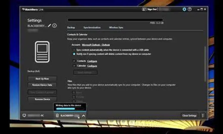 Dashboard BlackBerry Link untuk BB10