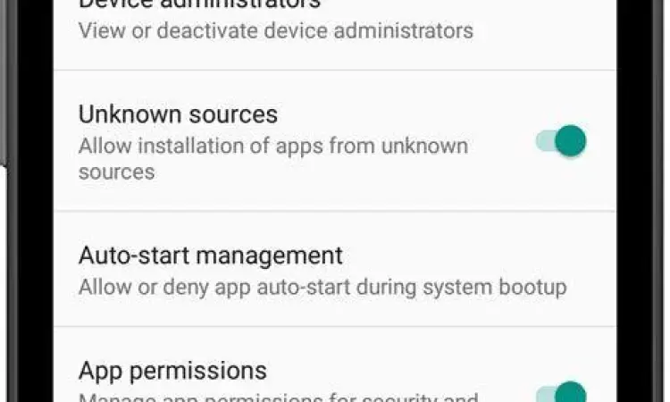 Pengaturan keamanan instalasi APK android