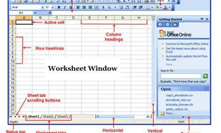 Visualisasi Lembar Kerja Excel Fitur utama spreadsheet Microsoft Excel