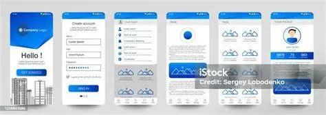 Desain UI/UX Aplikasi Tampilan desain UI/UX aplikasi yang bersih dan minimalis
