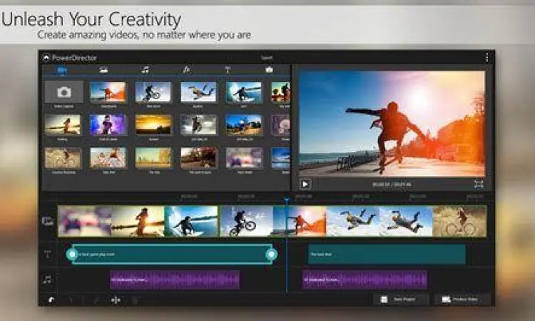 Interface editing PowerDirector di Android