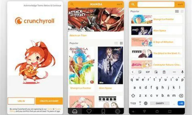 Antarmuka aplikasi baca manga di smartphone