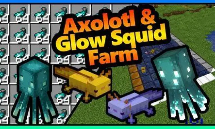 Mob Axolotl dan Glow Squid di Minecraft