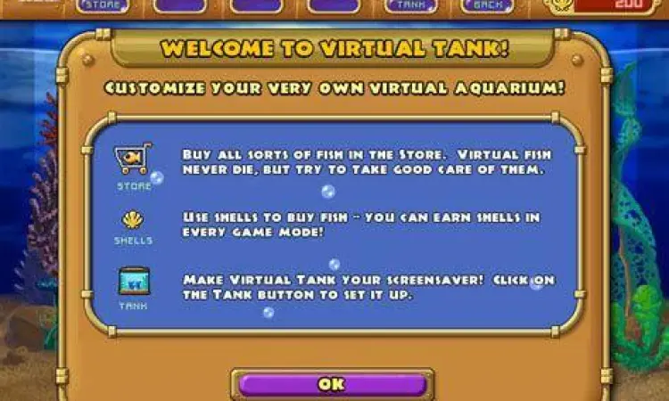 Pengaturan Virtual Tank di Insaniquarium game