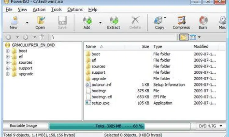 Antarmuka utama Power ISO