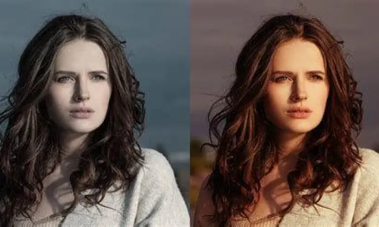 Efek Color Grading Perbandingan sebelum dan sesudah color grading di Photoshop