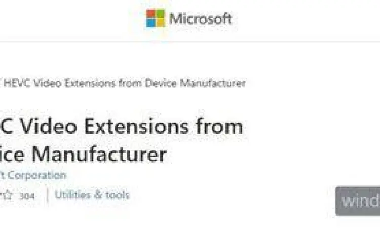 Halaman produk HEVC Video Extensions di Windows Store