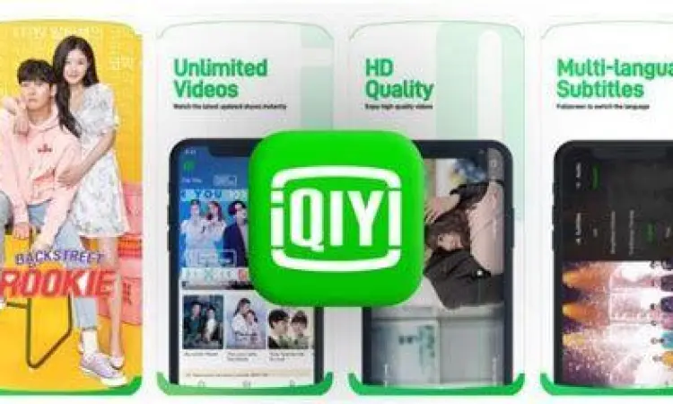 Antarmuka aplikasi WeTV dan iQIYI di smartphone