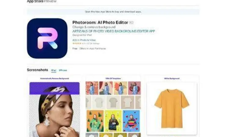 Antarmuka aplikasi PhotoRoom untuk edit foto produk