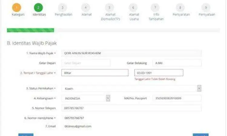 Langkah Isi Formulir e-Reg Tutorial pengisian formulir aplikasi NPWP online