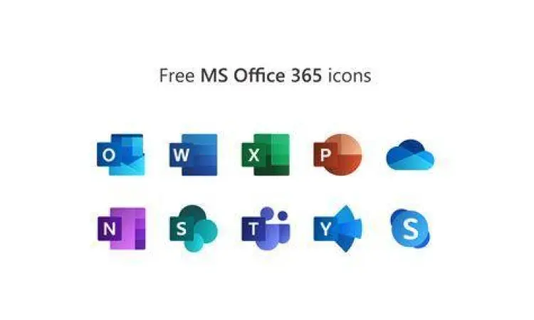 Kumpulan ikon aplikasi Microsoft Office 2019