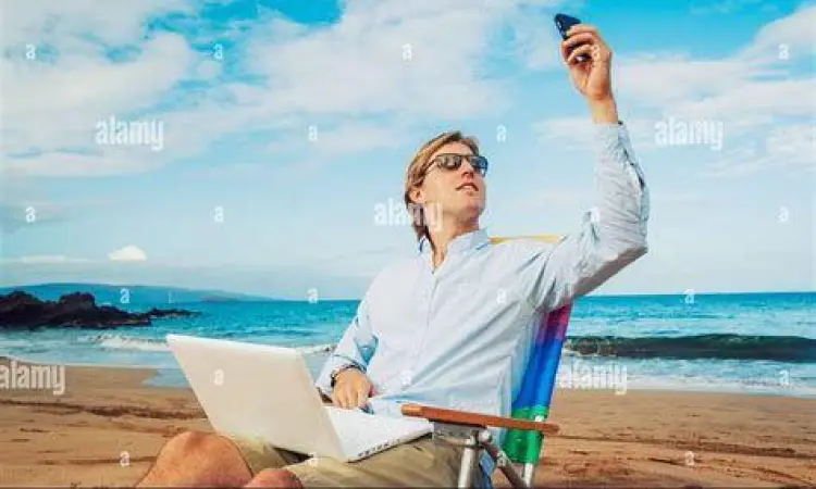 Remote Offline Work Pekerja remote menjalankan tugas offline