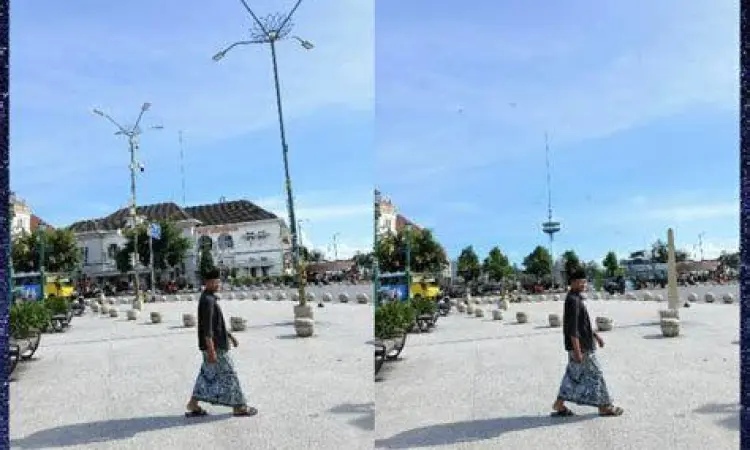 Hasil Edit Foto AI Perbandingan sebelum dan sesudah menggunakan aplikasi penghilang objek