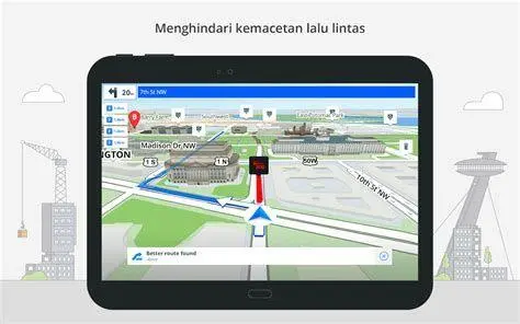 Navigasi GPS Modern Aplikasi peta navigasi GPS di dashboard mobil
