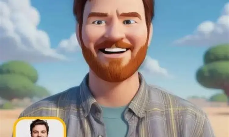 Hasil edit foto dengan filter kartun AI di Photo Lab