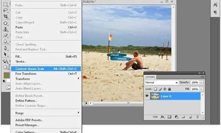 Demonstrasi fitur Content Aware Scaling di Photoshop CS4