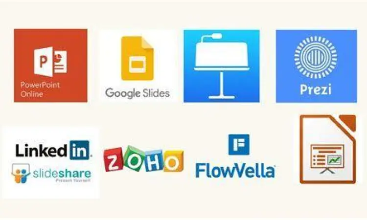 Profesional menggunakan aplikasi presentasi di laptop