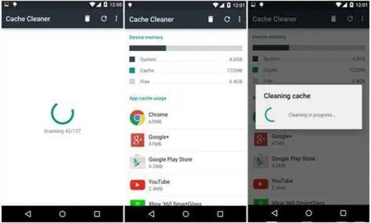Proses menghapus cache dan aplikasi tidak berguna