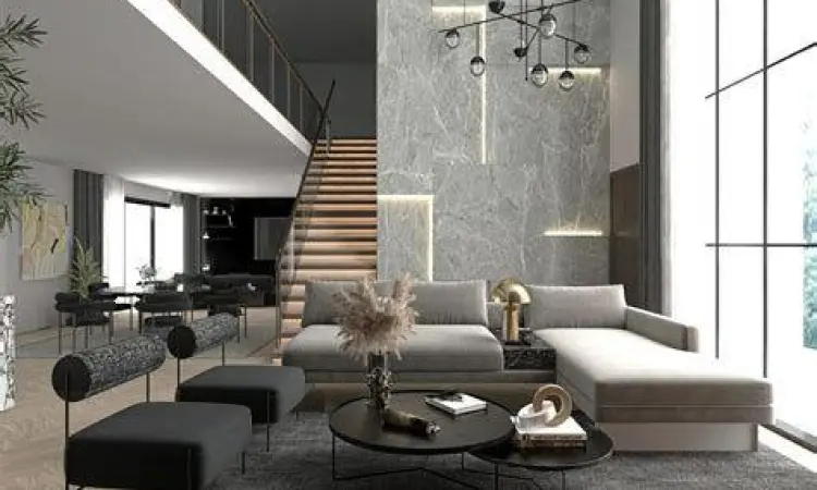 Hasil rendering 3D desain interior dari aplikasi mobile