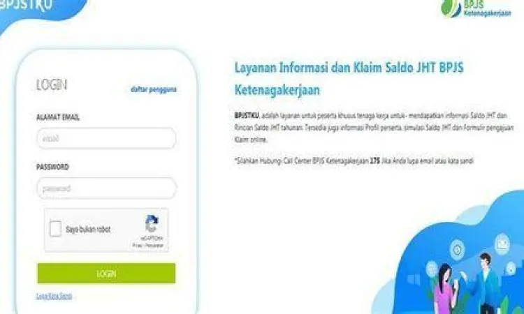 Tampilan website portal SSO BPJS Ketenagakerjaan