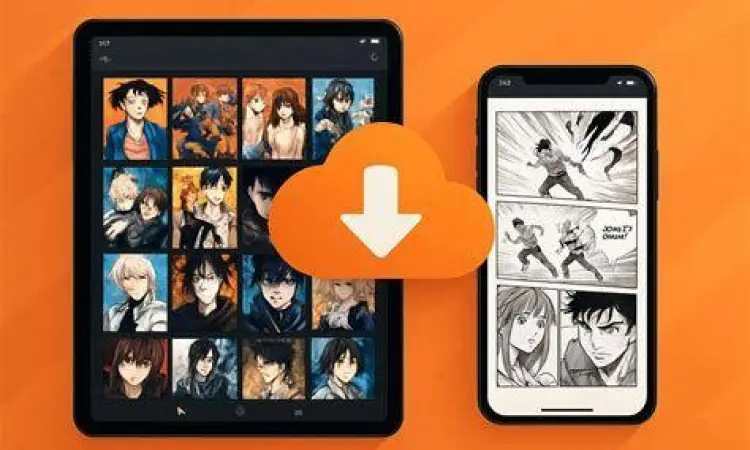 Seseorang sedang membaca manga di smartphone