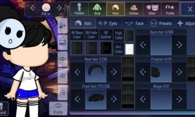 Tampilan Studio Mode Gacha Redux