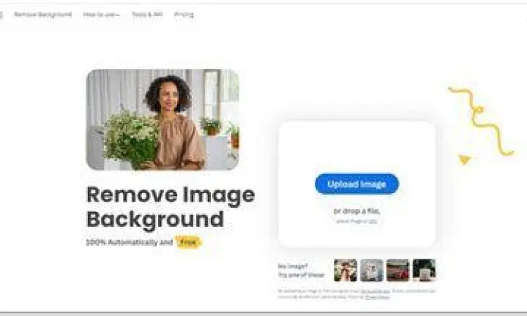 Tampilan antarmuka situs pengedit latar belakang foto