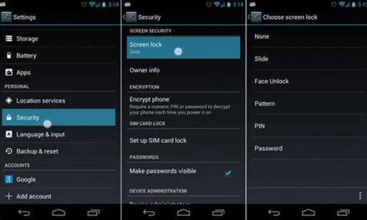 Pengaturan Keamanan Android Halaman pengaturan keamanan android