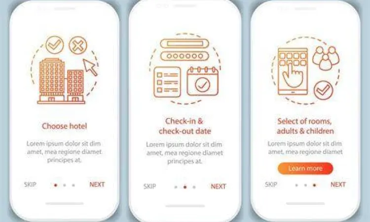 Tampilan antarmuka aplikasi pemesanan hotel di smartphone