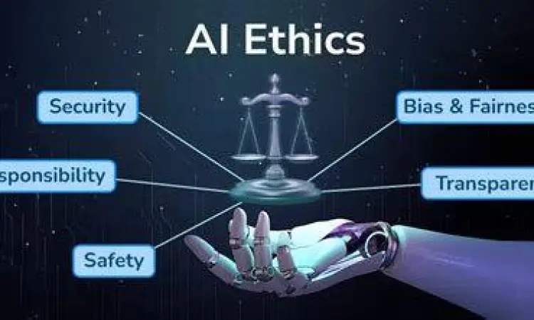 Etika AI Digital Ilustrasi keamanan data dan etika AI