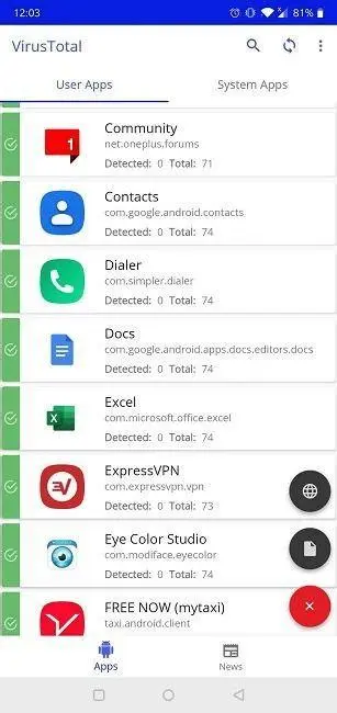 Verifikasi VirusTotal Hasil pemindaian file APK di situs VirusTotal