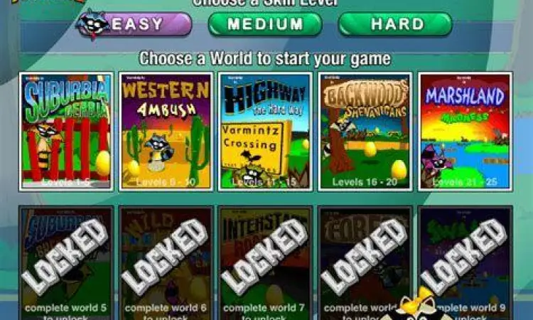 Menu utama game Varmintz Deluxe