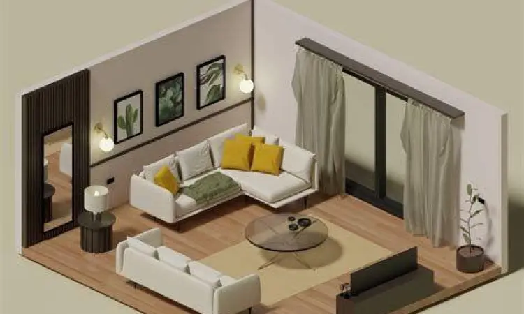 Tata letak ruang tamu modern 3D