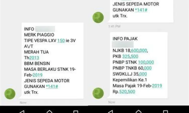 layanan sms cek kendaraan