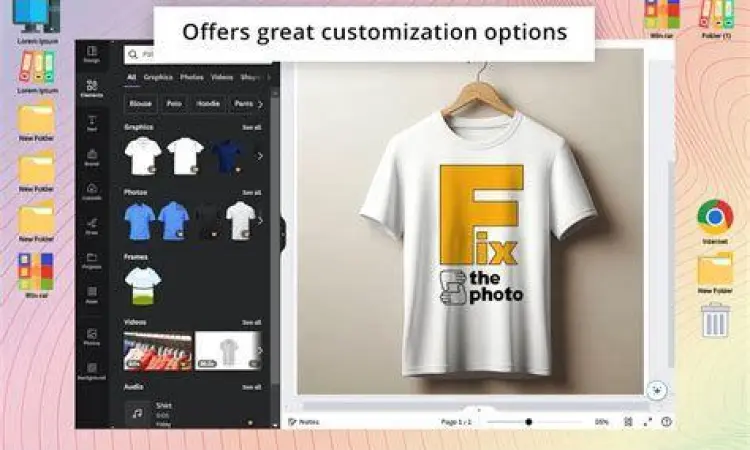 Tampilan antarmuka aplikasi desain kaos profesional