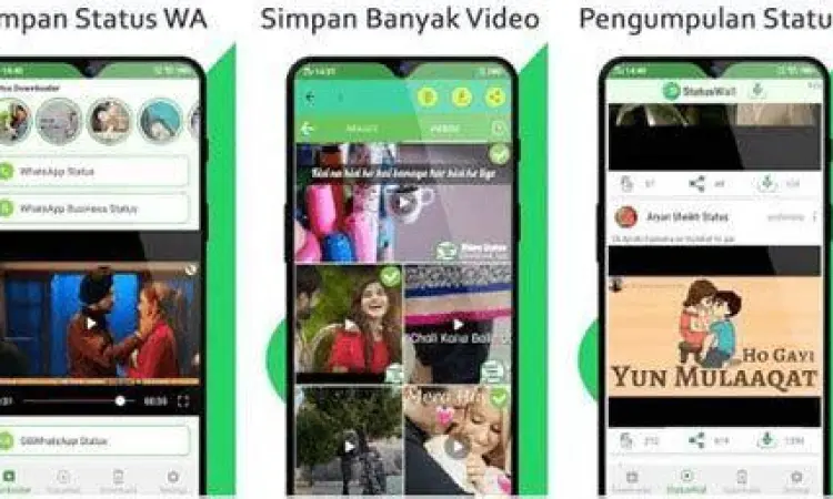 Tampilan aplikasi pengunduh status WA di Play Store