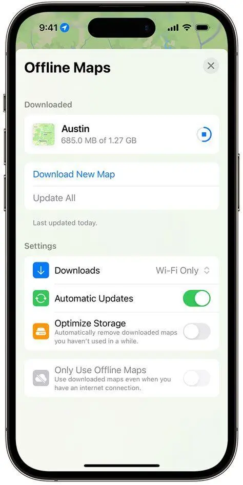 Fitur Peta Offline Mengunduh peta offline untuk navigasi
