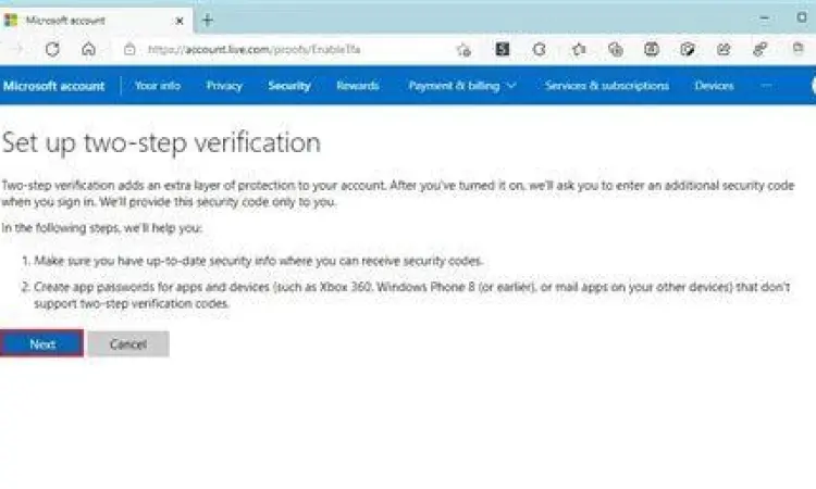 Langkah aktivasi autentikasi dua faktor di smartphone